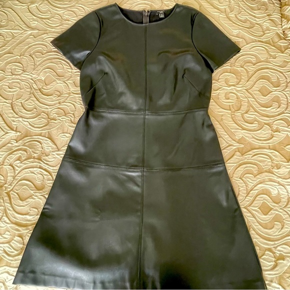 Ann Taylor Black Faux Leather A-Line Dress - Picture 3 of 4